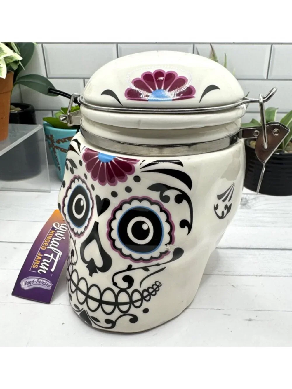 Boston Warehouse Day Of The Dead Skull Hinged Jar